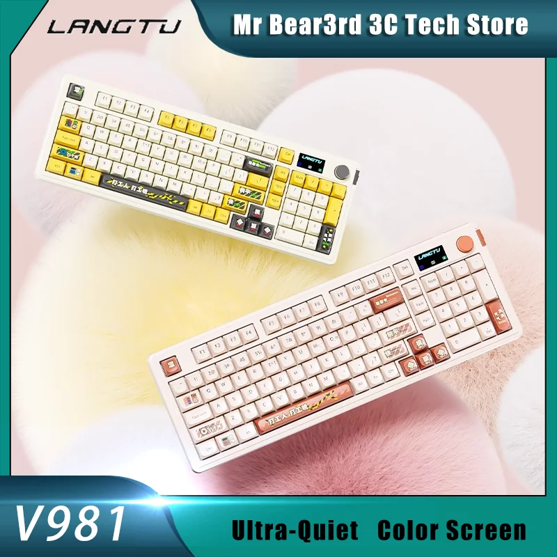 Langtu V981 Wired Silent Keyboard For Girls Office High-Looking Cute Keyboard And Mouse Set Game Color Screen Rgb Light