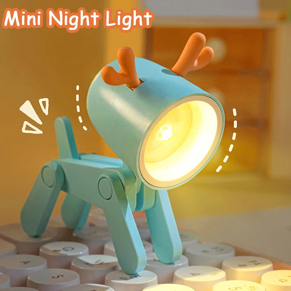 Creative Mini Led Desk Lamp Cartoon Folding Table Lamp Kids Room Bedroom Reading Book Light DIY Desktop Ornament Holiday Gifts