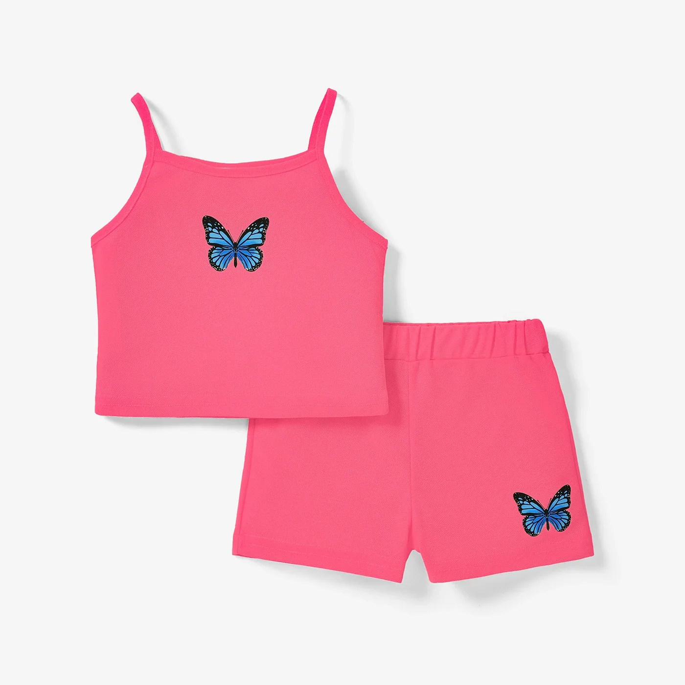 PatPat 2pcs Toddler Girl Butterfly Print Camisole and Shorts Set Casual/Outdoor  butterfly Animal pattern Comfortable