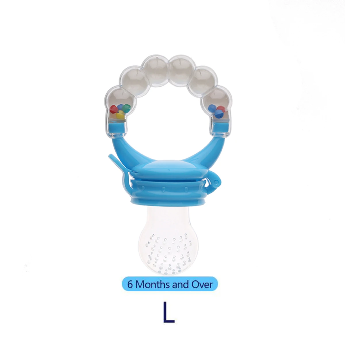 Baby-Fruchtsauger, Silikon-Babynahrungssauger zum Zahnen, BPA-freier Säuglings-Fütterungsbeißring mit Rassel, für frisches Obst & PU