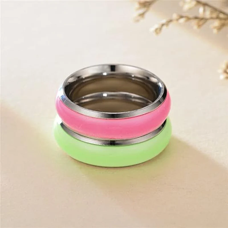 Stainless steel anxiety ring,luminous enamel luminous,suitable for men and women to wear