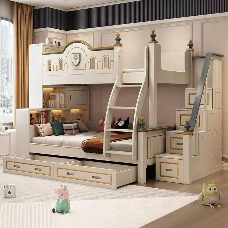 Noble children get on and off lathes, double-decker sliding beds for men and women, high and low beds, mother and child beds, an