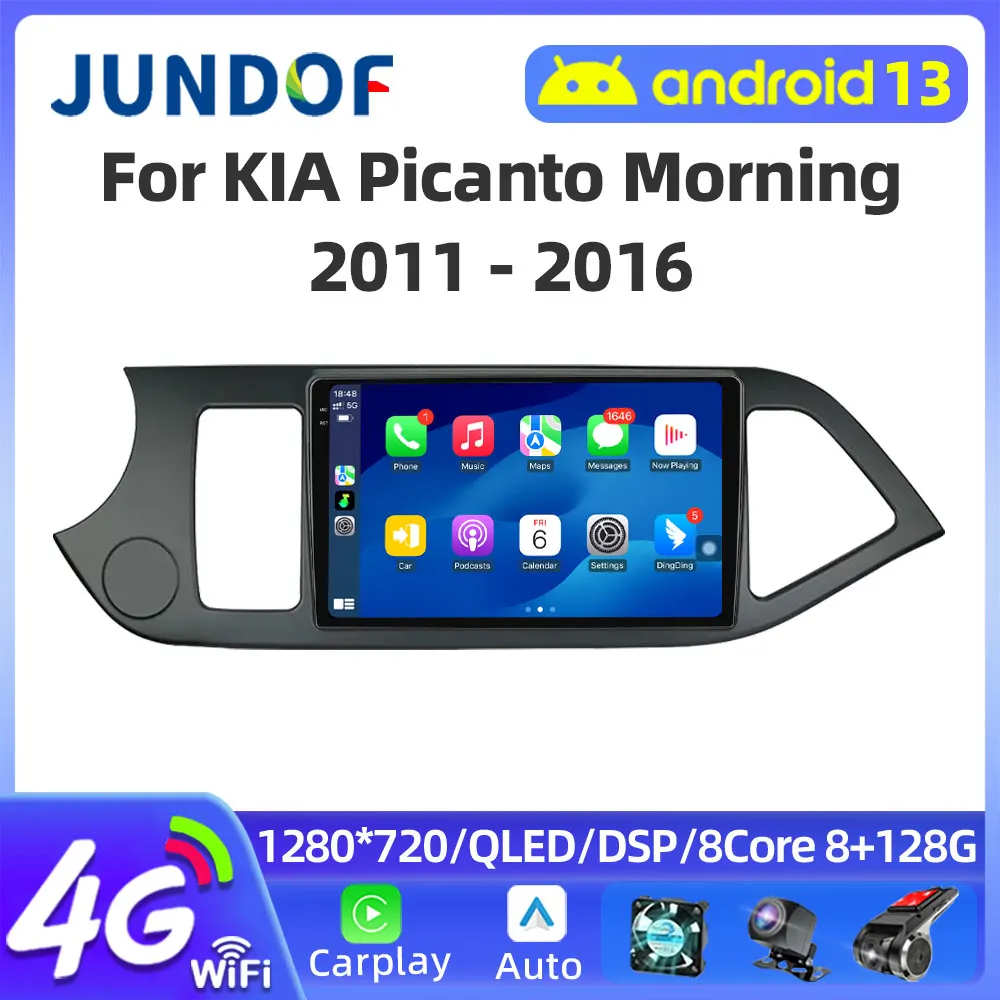 

JUNDOF 2 Din Car Radio for KIA PICANTO Morning 2011 2012 2013 2014 2015 2016 Android 12 Multimedia Player Carplay Stereo GPS DVD