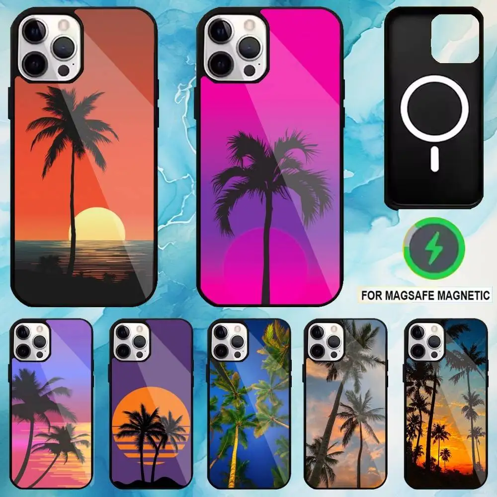 

Coconut Tree Phone Case For iPhone17,16,15,14,13,12,11 Plus,Pro Max Magnetic For Magsafe Wireless Charging