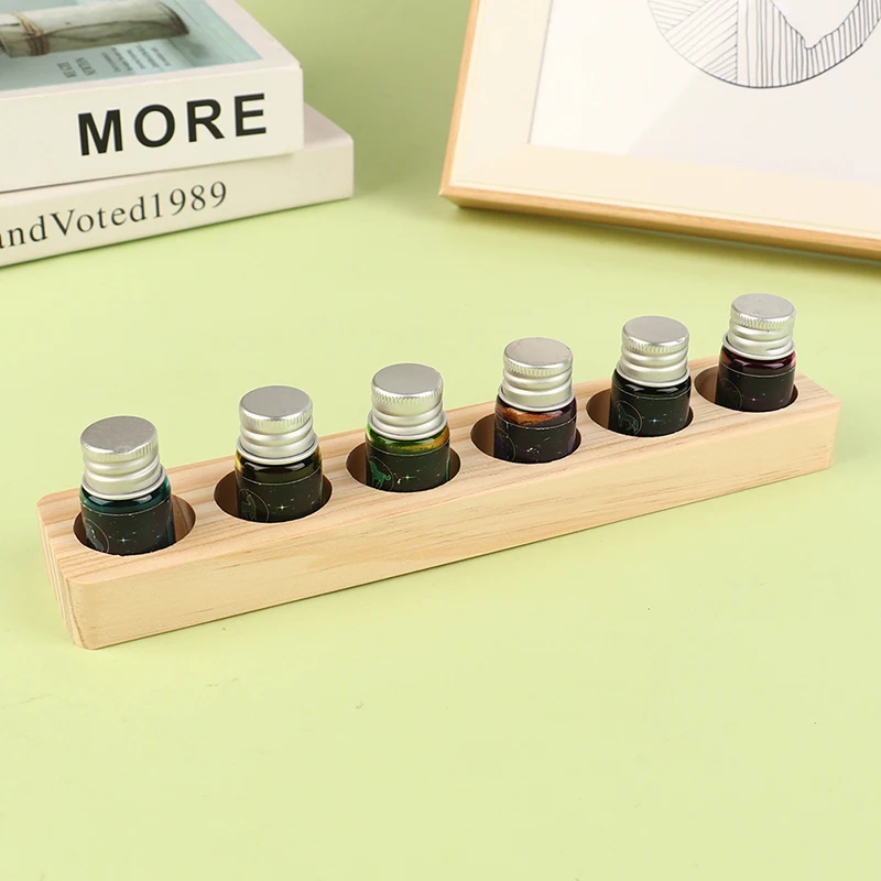 1Pc Essential Oil Wooden Display Stand 6 Hole Essential Oil Storage Rack Smooth for Essential Oils Bottle Holder Perfume storage