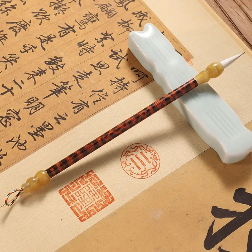 Ancient Oil Watercolor Chinese Calligraphy Brush Oil Painting Wood Scriptures Writing Brush Wolf Hair Art Paint Brush Practice