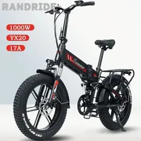 Electric bicycle 2024 New RANDRIDE YX20 1000W 48V 17AH 20*4.0 Electric bike Fat Tire Lithium Battery Snow Mountain fold E-bike