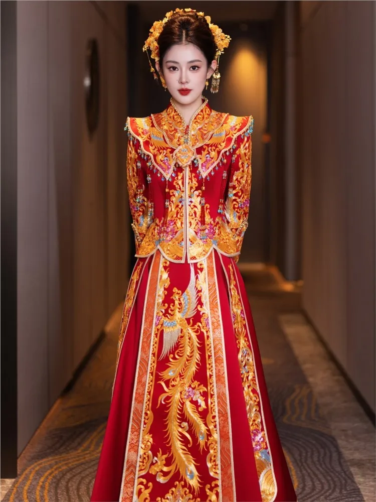 Bride's wedding dress new Chinese-style toasting for going out leaving the chamber