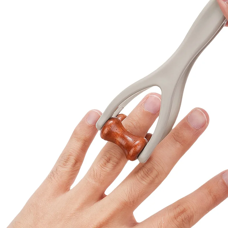 Doppelseitiger Hartholz-Fingermassageroller, Lindert Triggerfinger- und Karpaltunnelsyndrom-Beschwerden, Handmassagegerät zur Stresslinderung