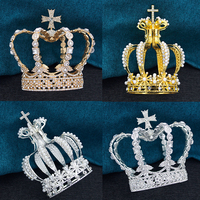 Vintage Baroque Royal Queen Crown Rhinestone Cross Tiaras and Crowns for Women Party Prom Diadem Jewelry Ornaments