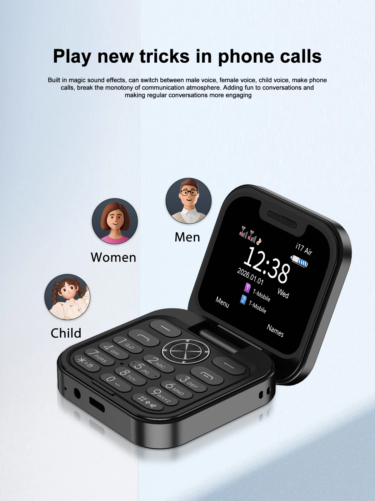 SERVO I17 AIR Small Flip Mobile Phone Bluetooth Dialer Magic Voice Blacklist FM Flashlight Dual SIM Standby Mini Fold Cellphones