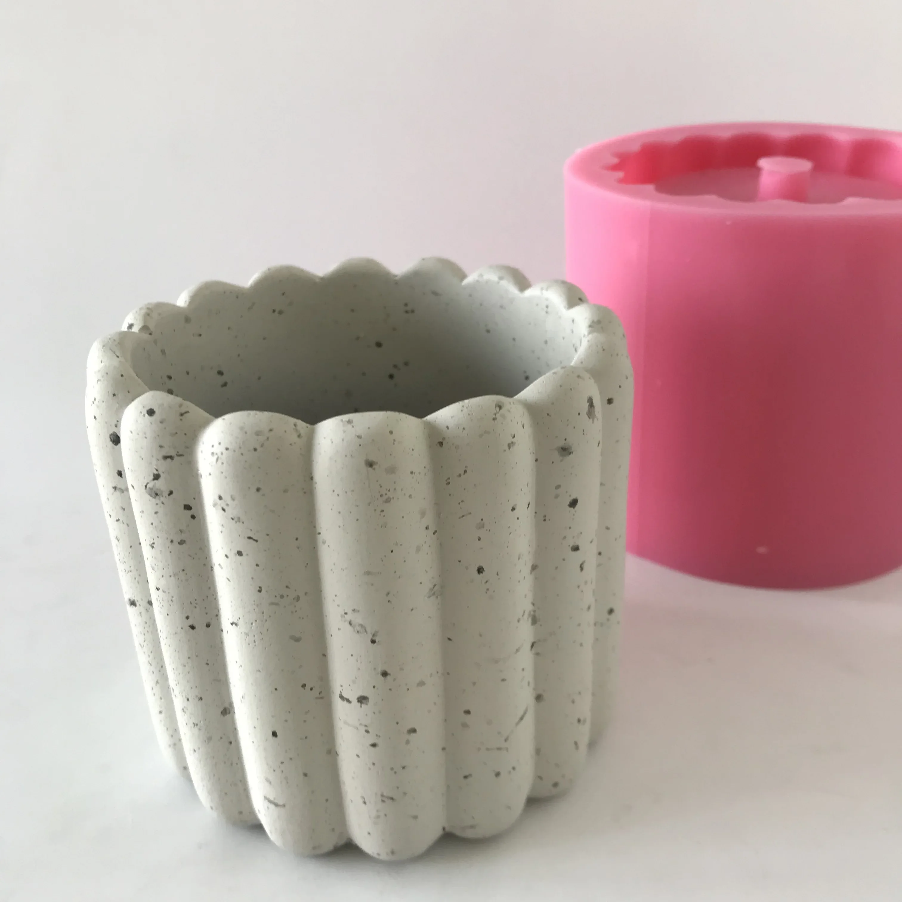 Silicone Flower Pot Molds, 3D Round Plaster, Resin Craft, Vase Planter, Candle Holder Mould