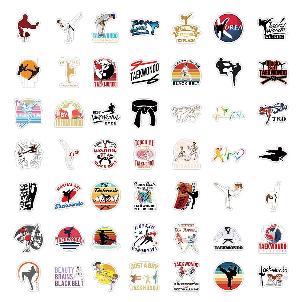 10/30/50/100PCS Chinese Kung Fu Taekwondo Movement Sticker DIY Snowboard Laptop Luggage Cartoon Graffiti Decals Sticker