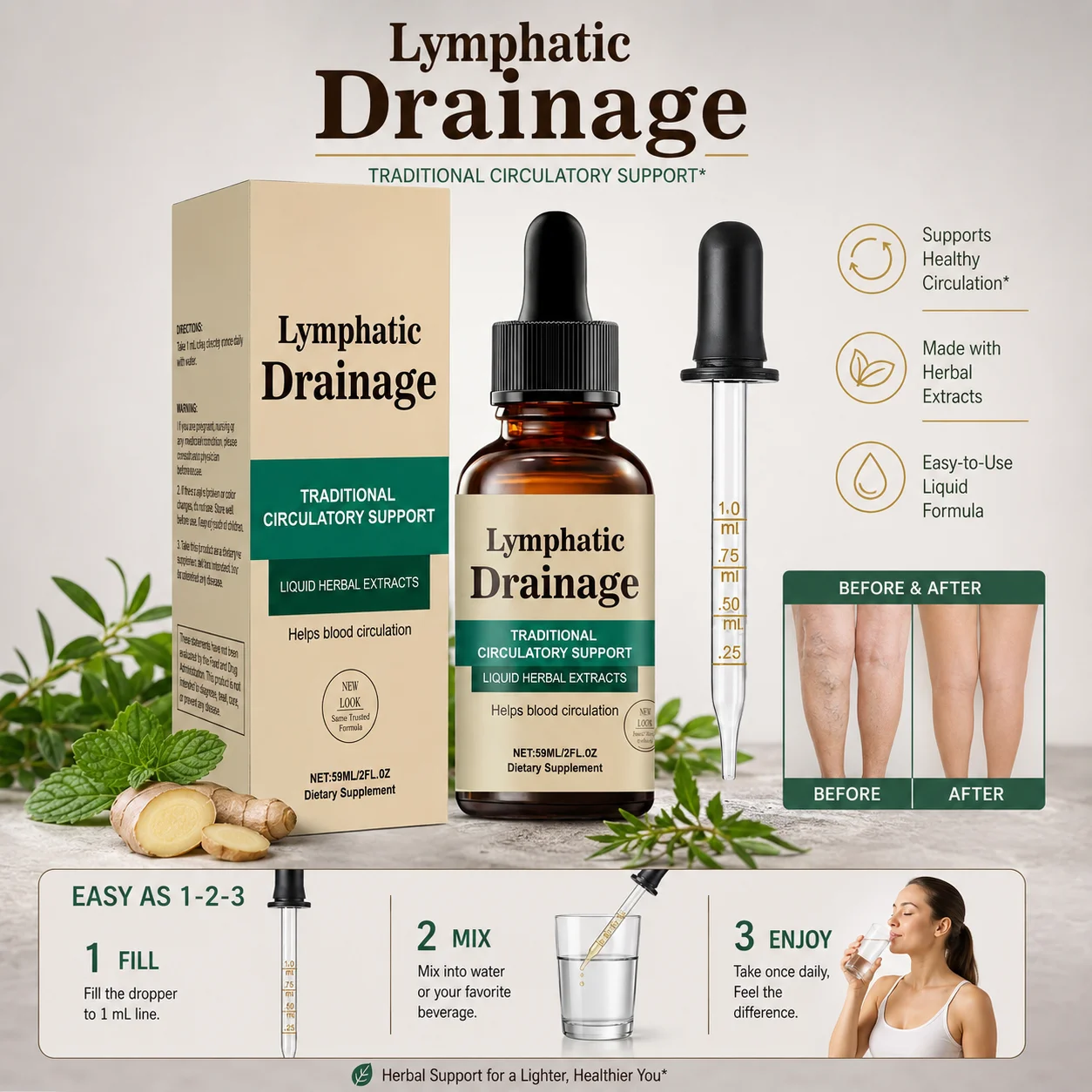 Herbal Wellness Formula - Лимфодренажные капли премиум-класса на растительной основе.