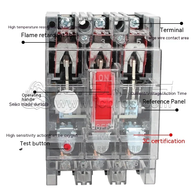 DZ20Y DZ20Y-630 3300 Molded Case Circuit Breaker Air Switch Short Circuit Protector Copper Silver Point 100A 225A 400A