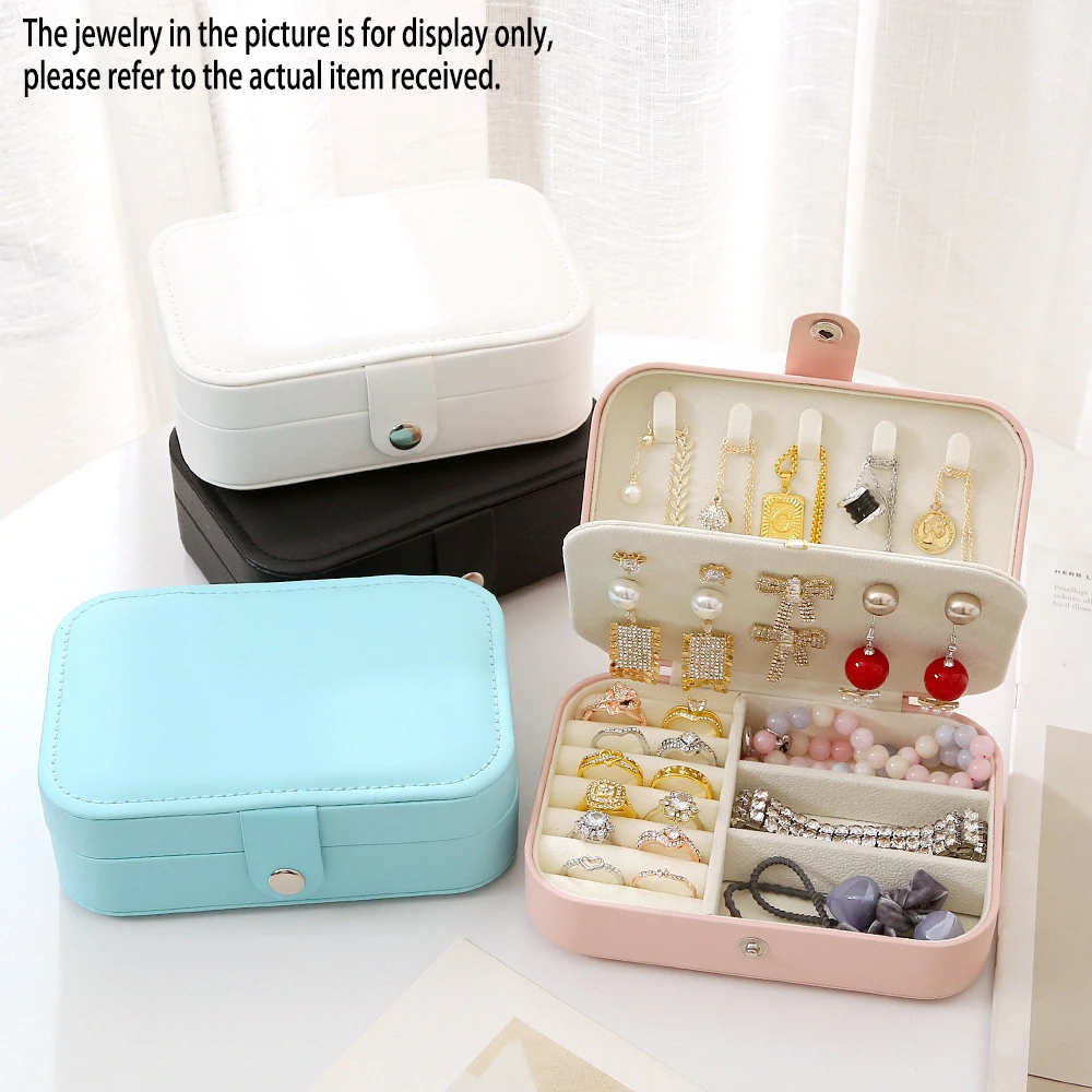 

Portable Double Layer Jewelry Box, Large Capacity for Earrings Rings Bracelets Necklaces, Soft Anti-Oxidation Storage Case