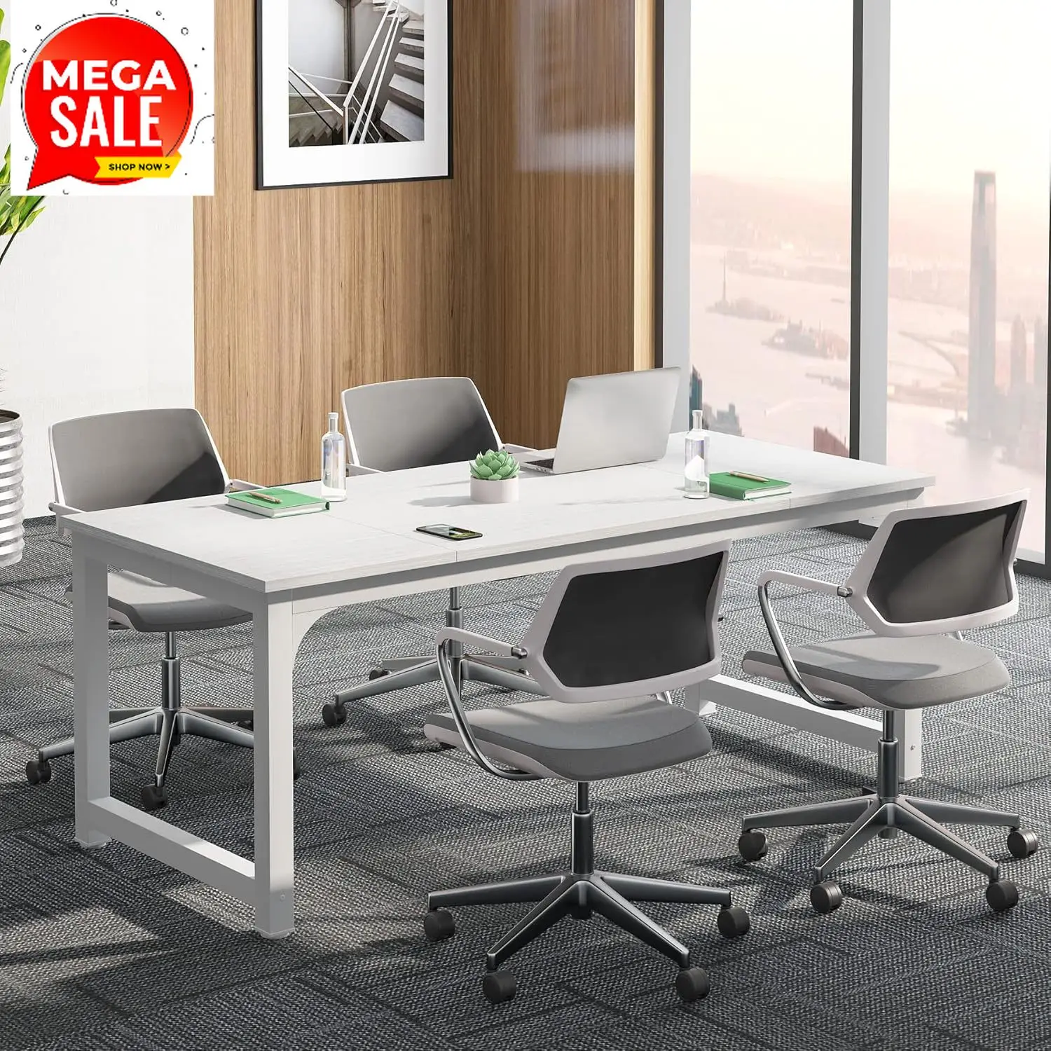 

Стол для конференций 6 футов (183 см), 70,86 дюймов (180 см) ширина x 31,49 дюймов (80 см) глубина, стол для переговорной комнаты, офисный стол для конференц-зала, соединяемая столешница с металлическим каркасом