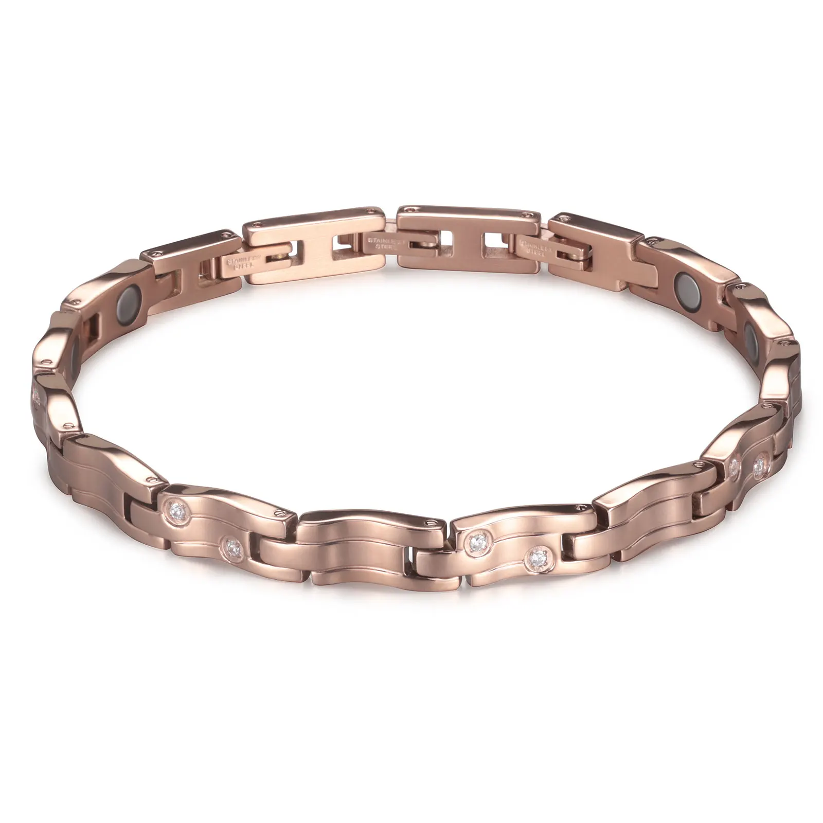 

RainSo Adjustable Bracelet for Women Rose Gold Plated | Mother's Day Jewelry Gift with Crystal & Magnetic Clasp