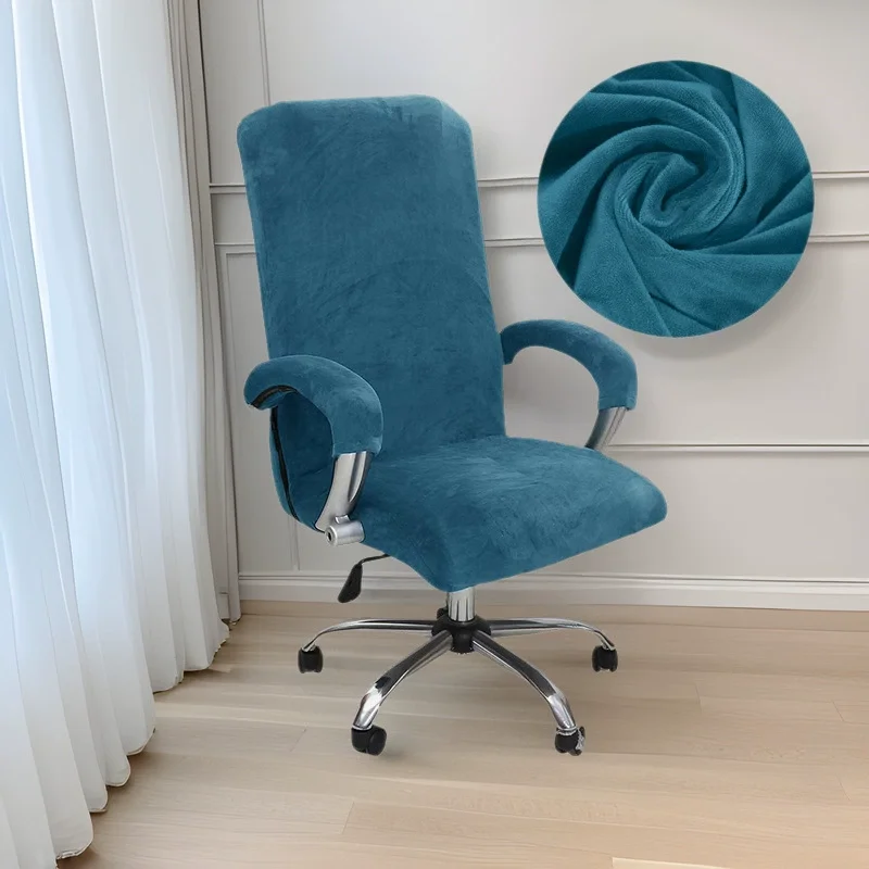 1 Pc 2025 Quality Soft Velvet Plush Stretch Computer Office Chair Cover with Armrest Cover Solid Removable Spandex Armchair Kit