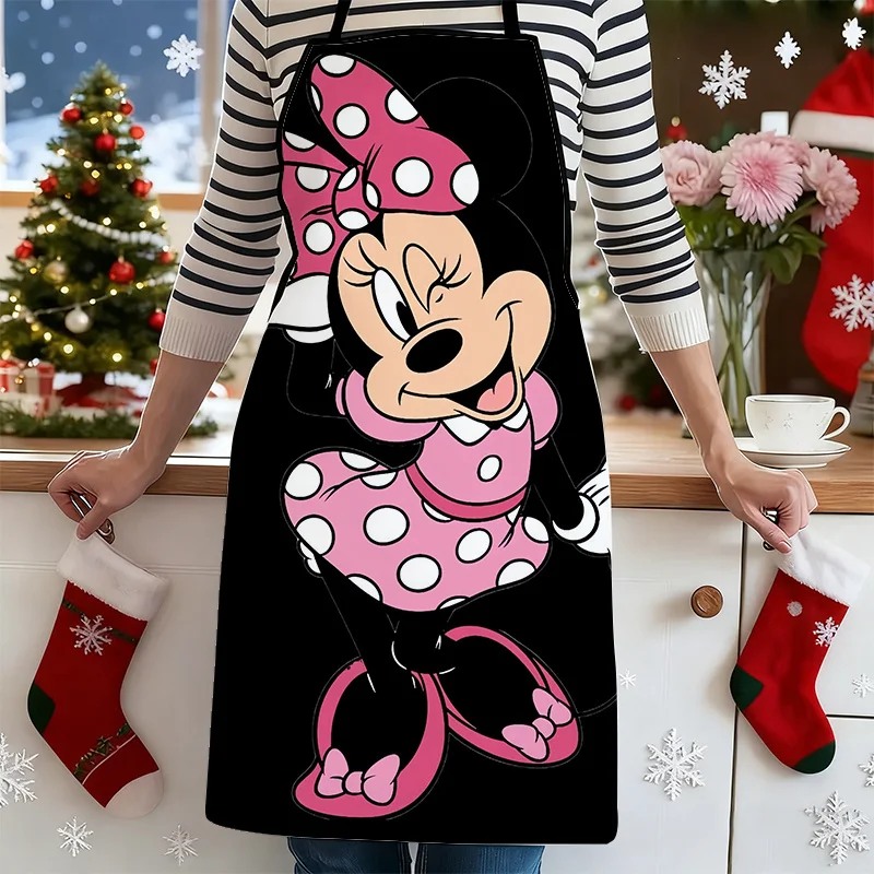 

1 шт. розовый фартук с рисунком Минни Маус, идеально подходит для рукоделия, выпечки, рисования, работы на кухне, уборки и приготовления пищи.