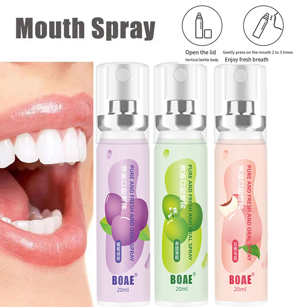 

Oral Fresh Spray Mouth Freshener Oral Odor Treatment Oral Remove Bad Breath Fruit Litchi Peach Flavor Persistent Oral Care 22ml