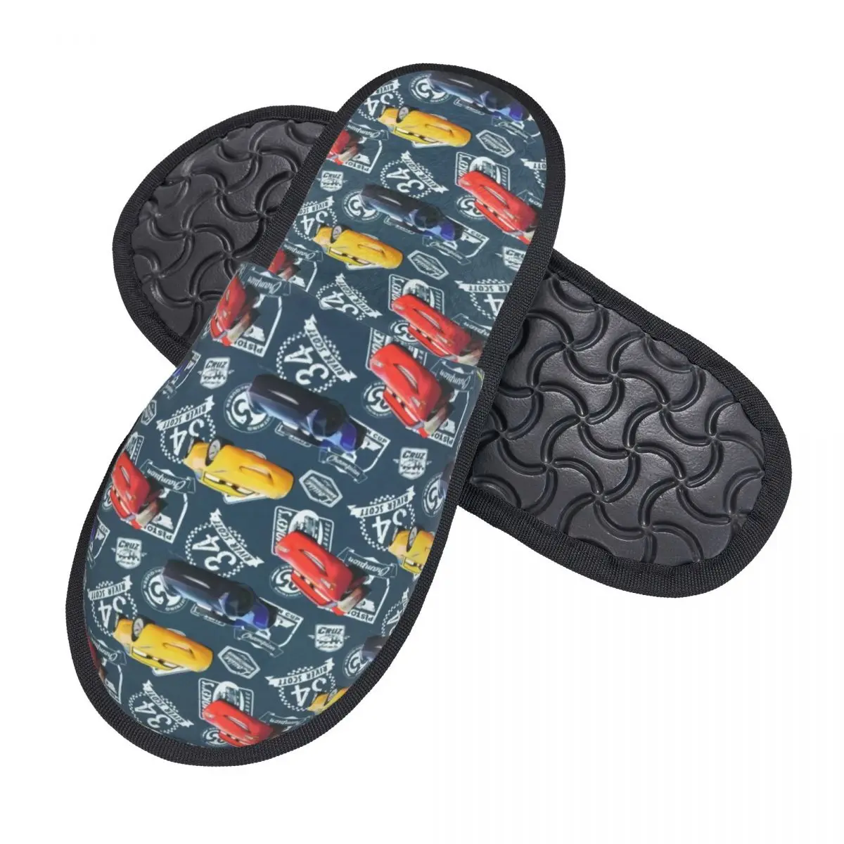 Custom Lightning McQueen Car Racing Memory Foam Slippers Women Cozy Warm House Slippers