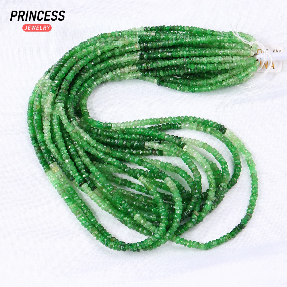 Top Natural Tsavorite Green Garnet 3mm Rondelle Faceted for Jewelry Making Bracelet Necklace DIY Accessories