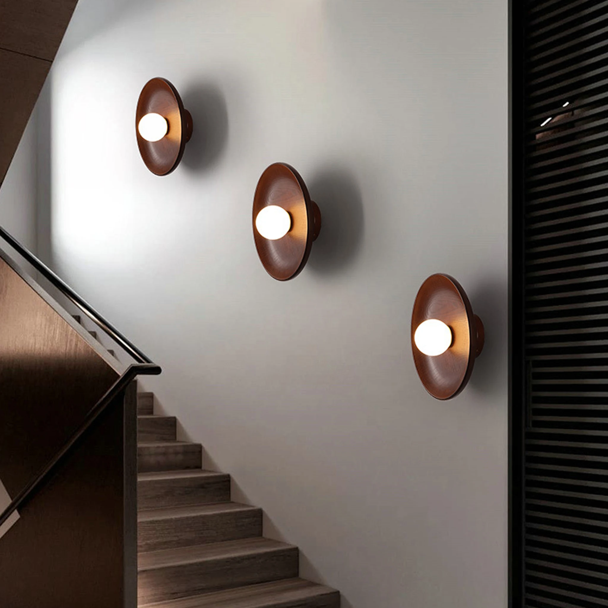 Nordic Wood Wall Light Modern Round Wall Sconce LED Indoor Decor Bedroom Bedside Living Room Corridor Light Fixture