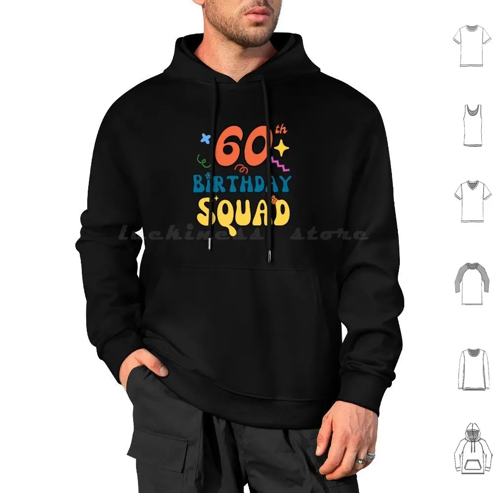 60Th Birthday Squad Retro 60 Years Birthday Family Crew Hoodies Long Sleeve Celebration Sixty Milestone Anniversary