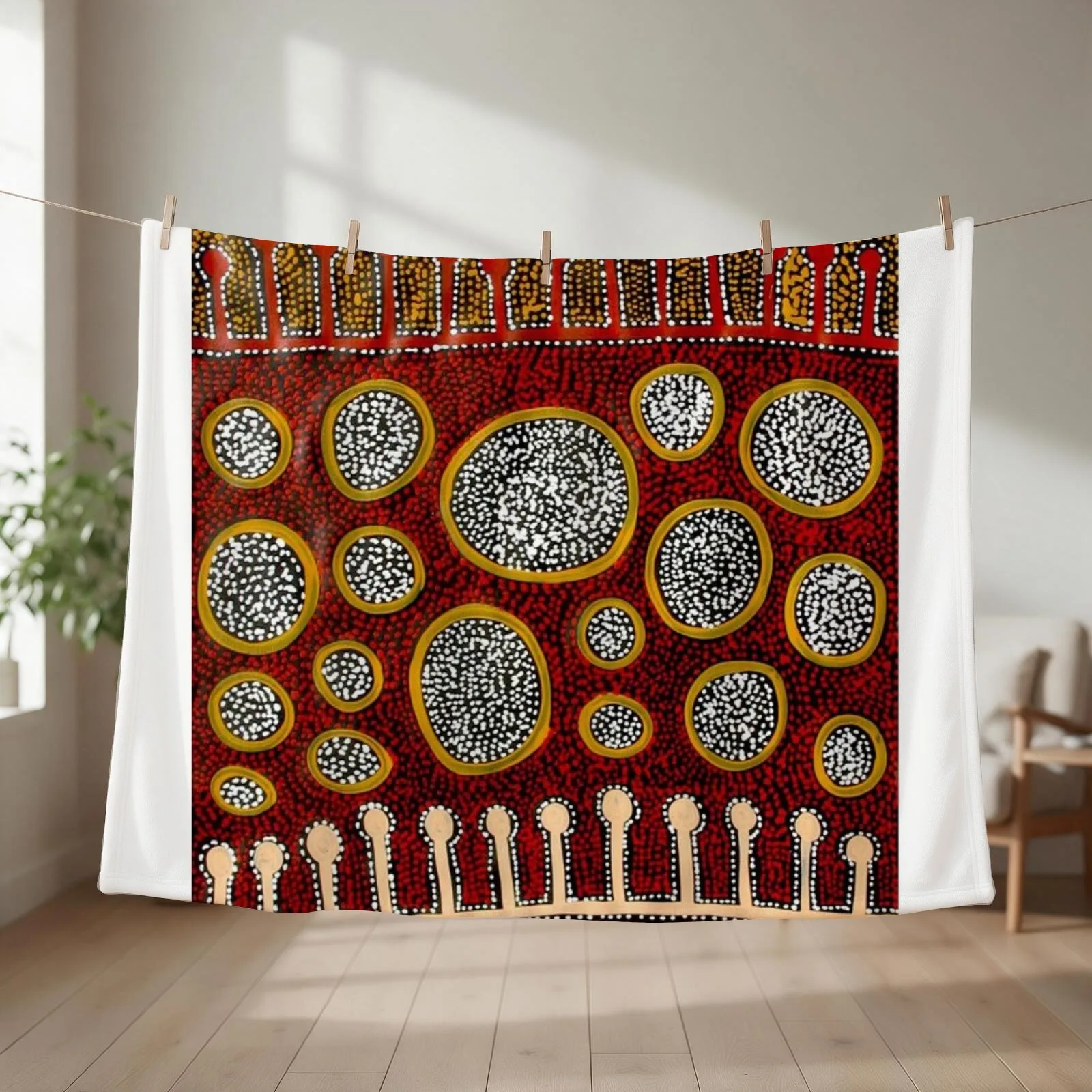 Australian aboriginal art Throw Blanket couch cozy soft plush fuzzy picnic outdoor blanket
