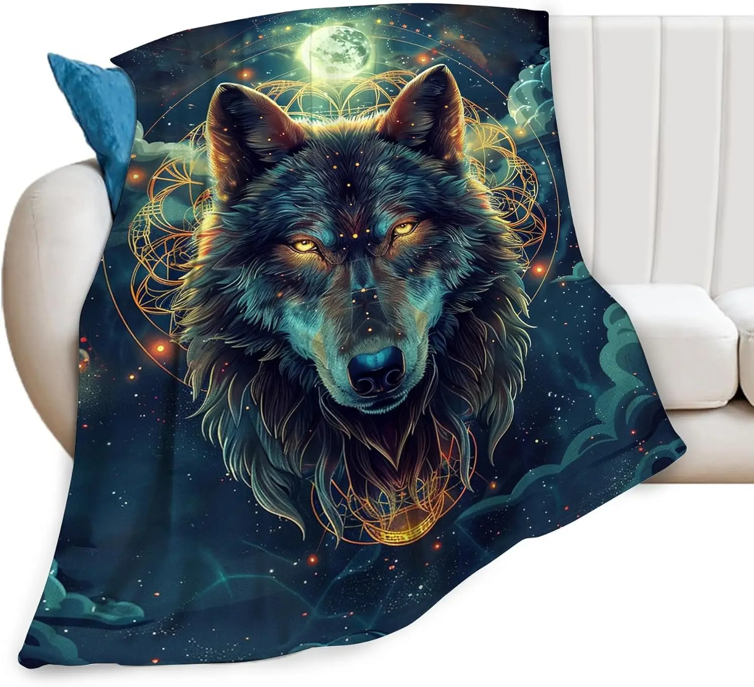Blanket Fantasy Wolf Throw Blanket Wolf Gifts and Decor Wolf Blanket for Girls Boys Women Men Kids Adults Soft Warm Cozy