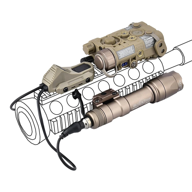 

Тактический лазерный прицел L3 NAGL (красный, зеленый, синий, ИК) + фонарь Surefire M300/M600 SF + переключатель AXON Dual Plug для страйкбола и охоты