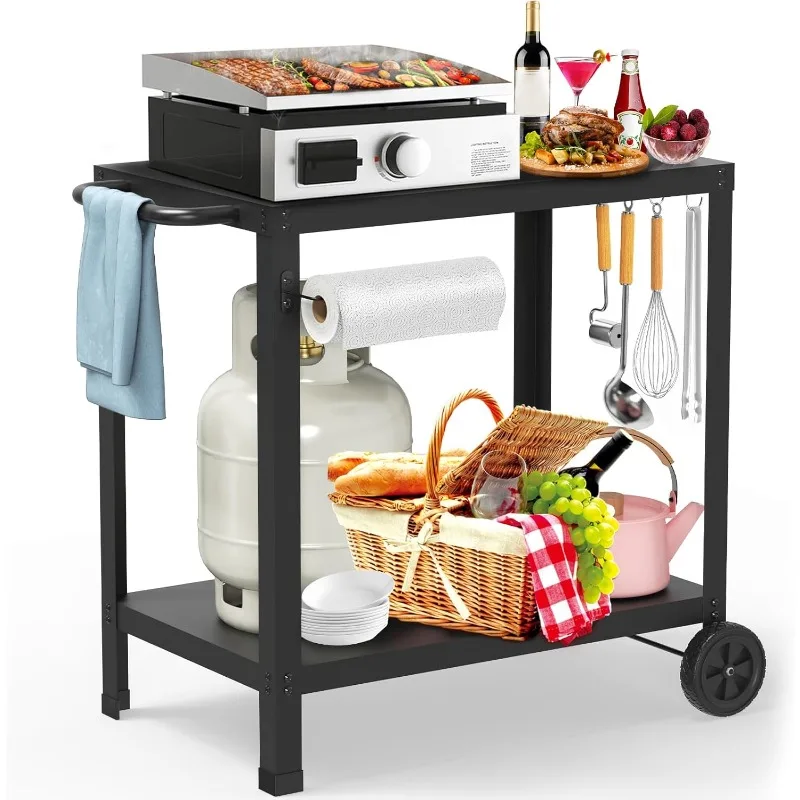 

Outdoor Grill Cart 32x20 Inch, Movable Prep Table for Patio Party & Backyard BBQ Cooking