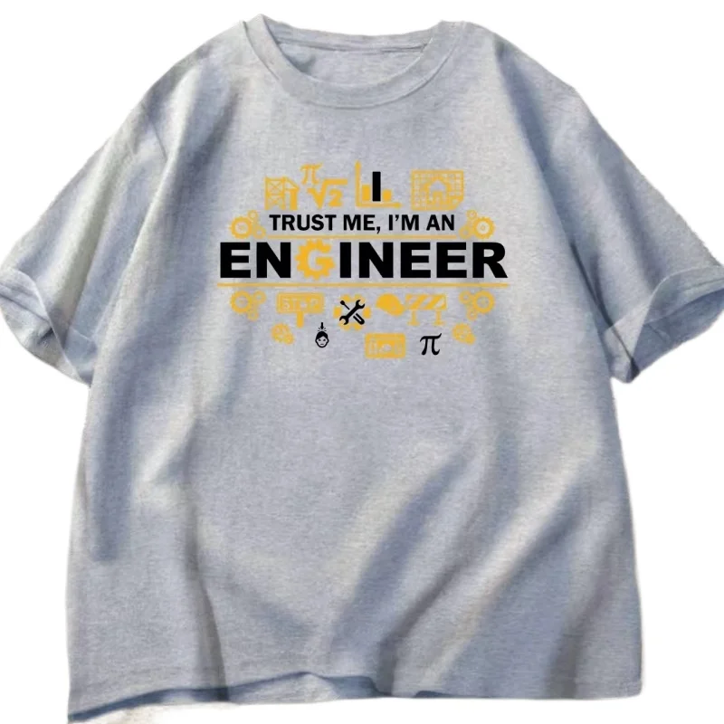 ثق بي أنا مهندس تي شيرت مضحك مهندس الفكاهة الجرافيك تي شيرت القطن قصير الأكمام جولة الرقبة التي شيرت ملابس الرجل فضفاضة