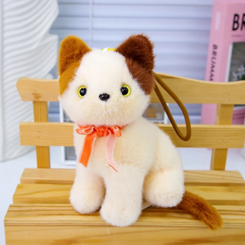 

PP Cotton Small Cat Plush Keychain Fluffy Lifelike Cat Plush Bag Pendant Ornaments Cartoon Simulated Cat Plush Doll Friend