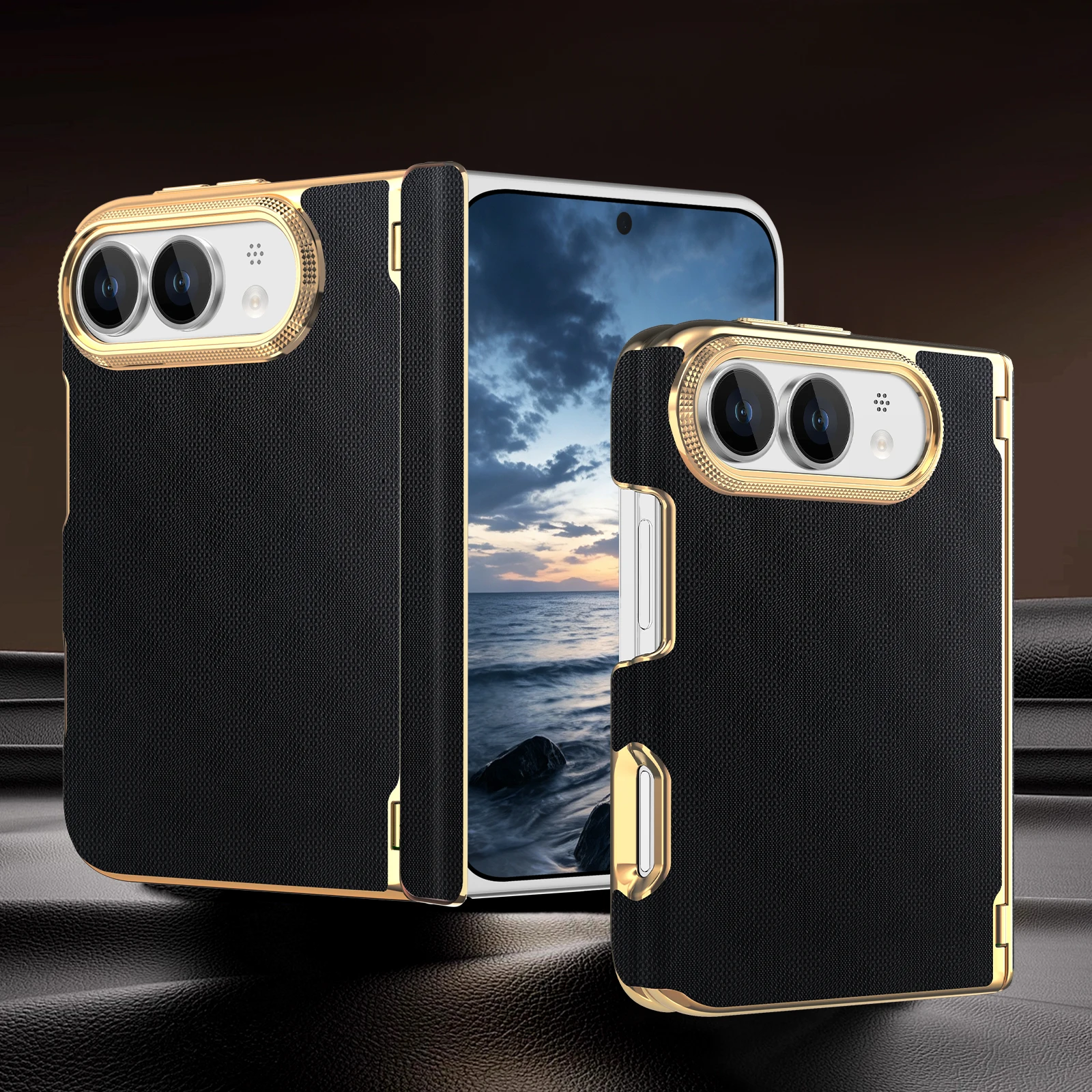 For iPhone Duo 5G Case Luxury Leather Matte Skin-Friendly Shockproof Protection Hard Back Cover Accessories For iPhone 18 Fold