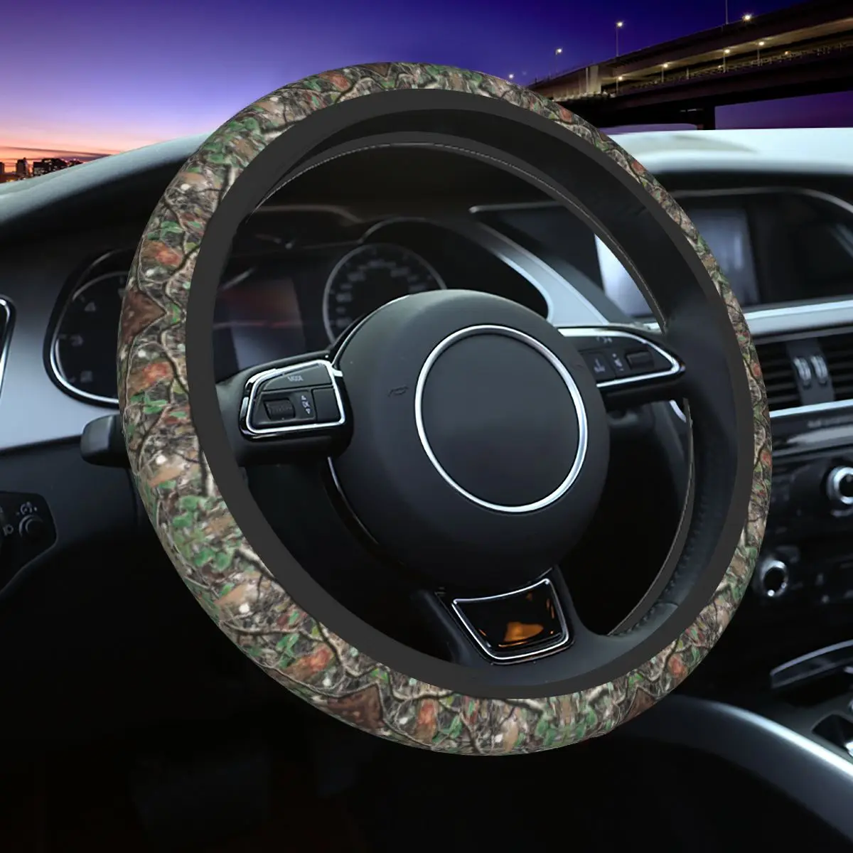 37-38 Steering Wheel Covers Tree Camouflage Elastic Hunting Car-styling Elastische Car Accessories