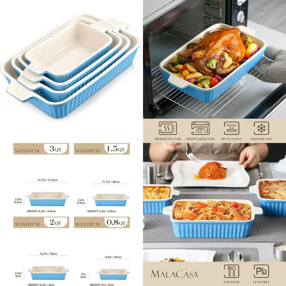 

запеканка для духовки, фарфоровая посуда для выпечки, наборы керамических форм для выпечки из 4 штук, прямоугольные сковороды лазанья глубокие с ручками для