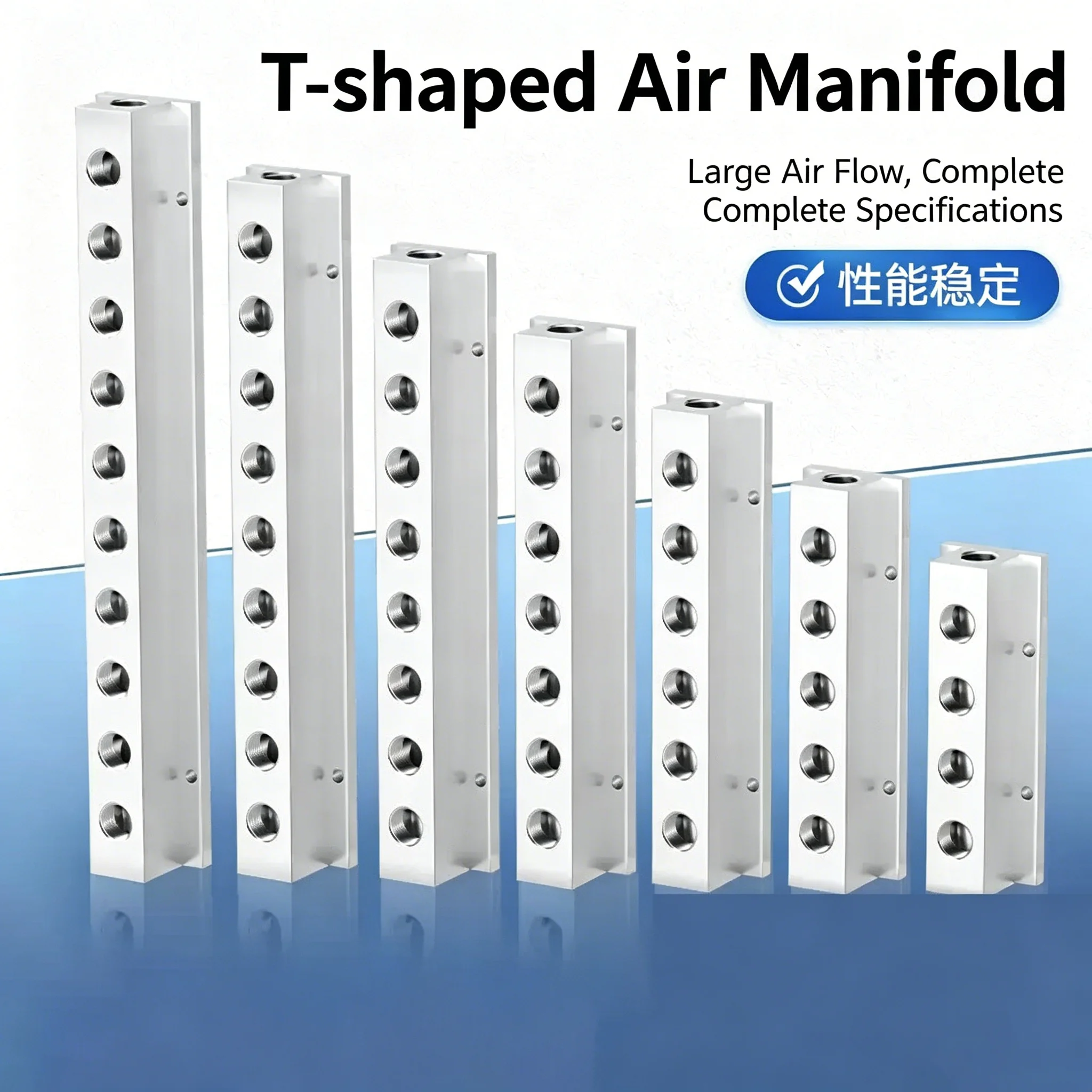 T-type Aluminum Air Hose Inline Air Manifold Block Splitter Standard/High Ventilation Pneumatic Air Compressor Manifold Fitting