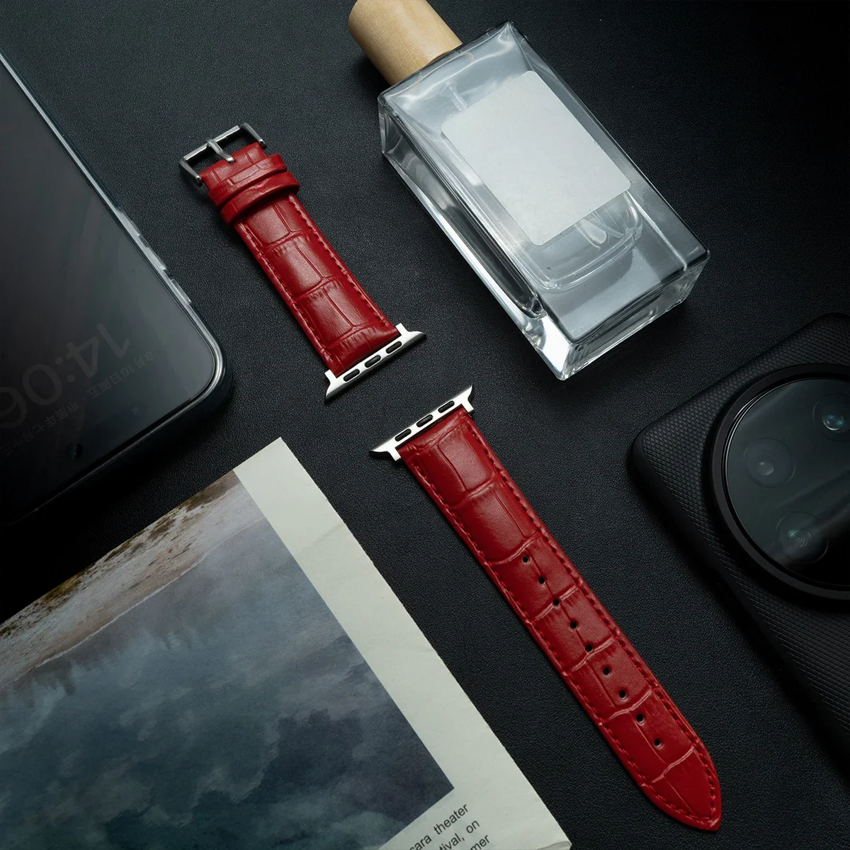 Watchband for Apple Watch Series Ultra/9/8/7/SE/6/5/4/3/2/1 Bamboo Patterns Leather Strap 49mm/45mm/44mm/42mm 41mm/40mm/38mm image 4