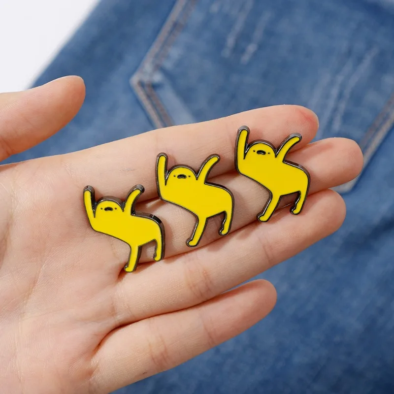 2pcs Funny Yellow Depressed Villain Enamel Pin Women Men Jeans Coat Lapel Pin Badges Bag Hat Decoration Jewelry Gift Friend