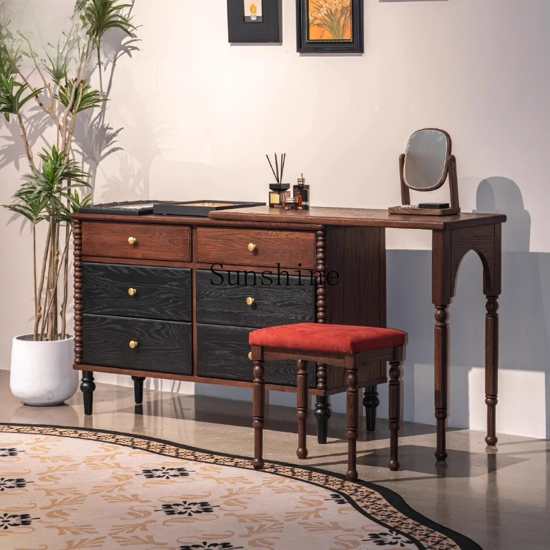 

Medieval painted villa solid wood furniture small apartment dresser makeup table