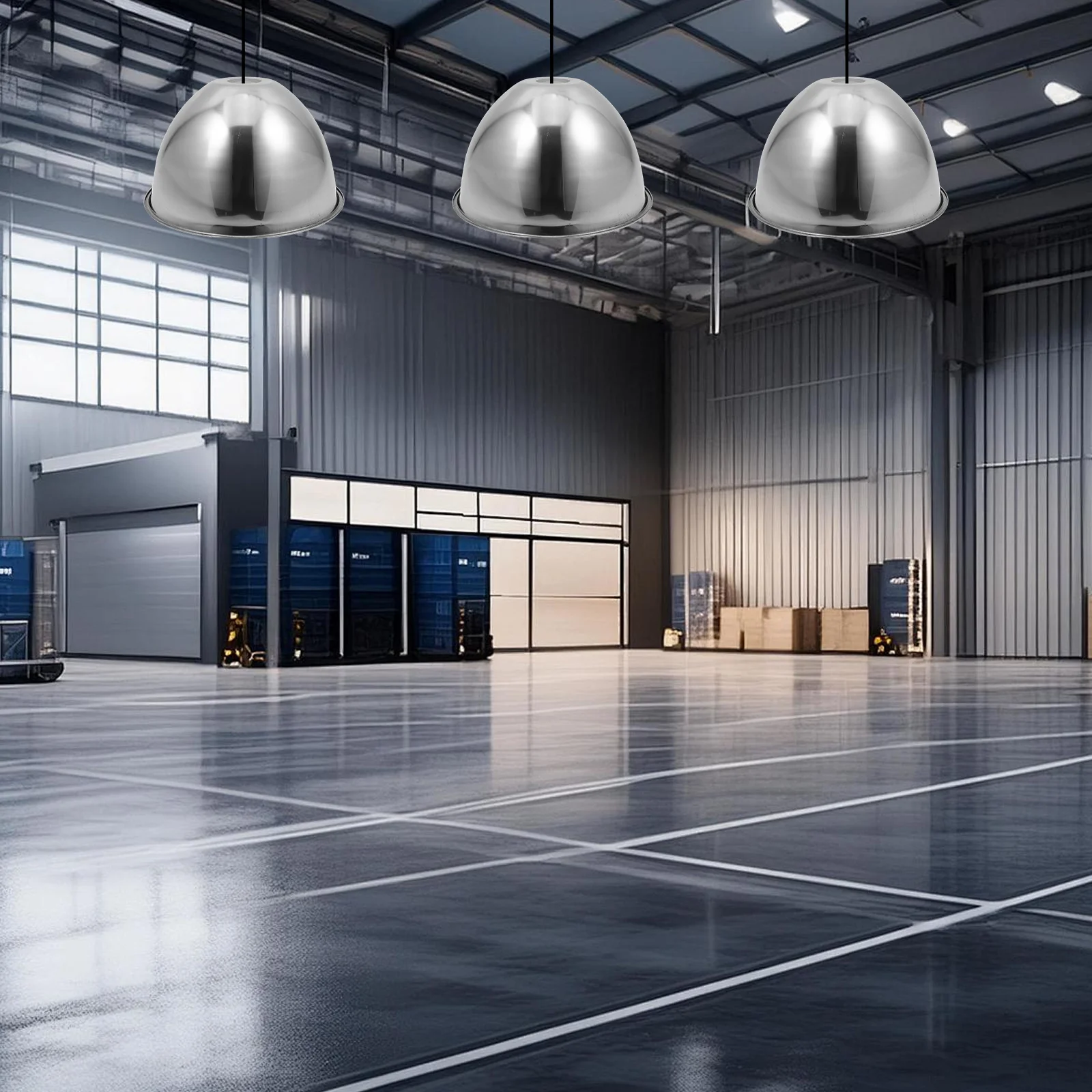 

Outdoor Waterproof Stainless Steel Pendant Lamp Shade 26cm Rainproof Cover for Factory Workshop Industrial Lighting Guard Dome