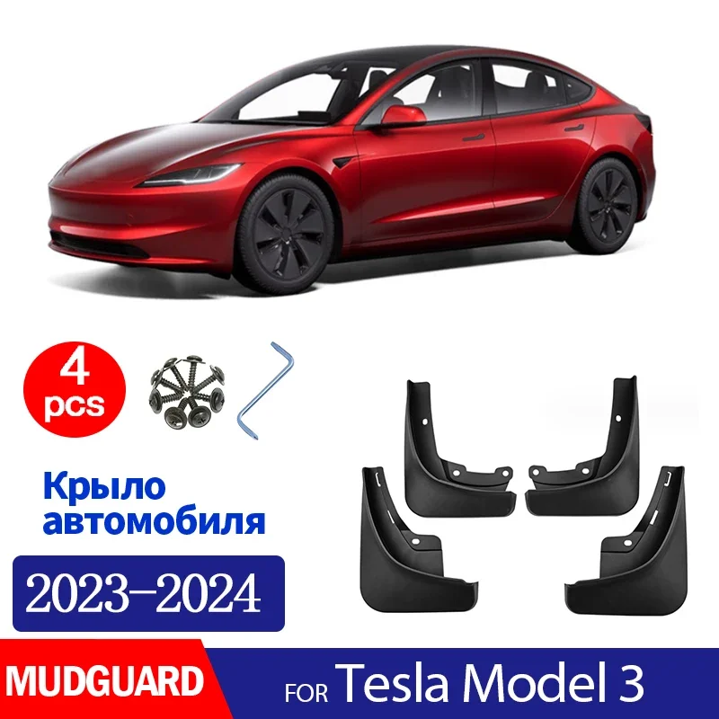 

FOR Tesla Model 3 2023 2024 2025 Mudguard Fender Mud Flap Guards Splash Mudflaps Car Accessories Front Rear 4pcs