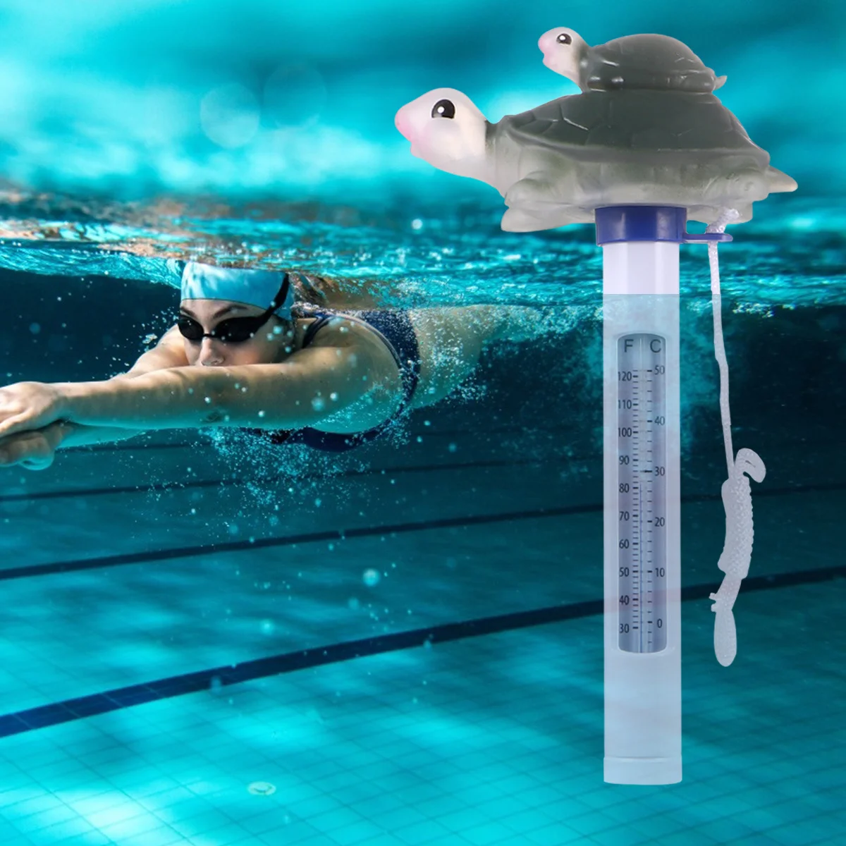 1 قطعة مقياس درجة الحرارة العائمة لأحواض استحمام ساخنة تصميم حيوانات كرتونية سهل الاختبار والقراءة في وقت الاستحمام