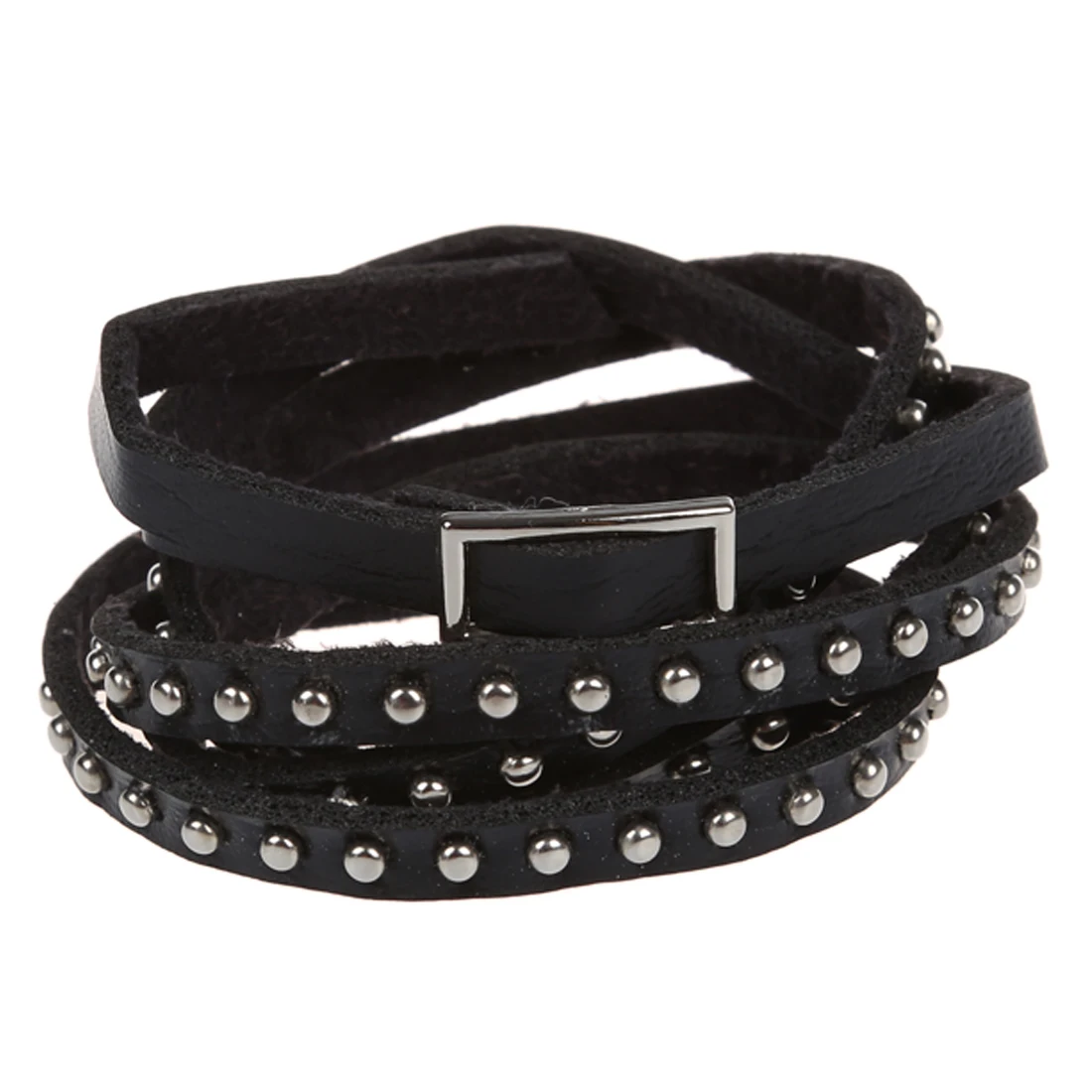 

Unisex Punk Rock Multi-layer Rivet Stud Bracelet Bangle Wrap Cuff Black