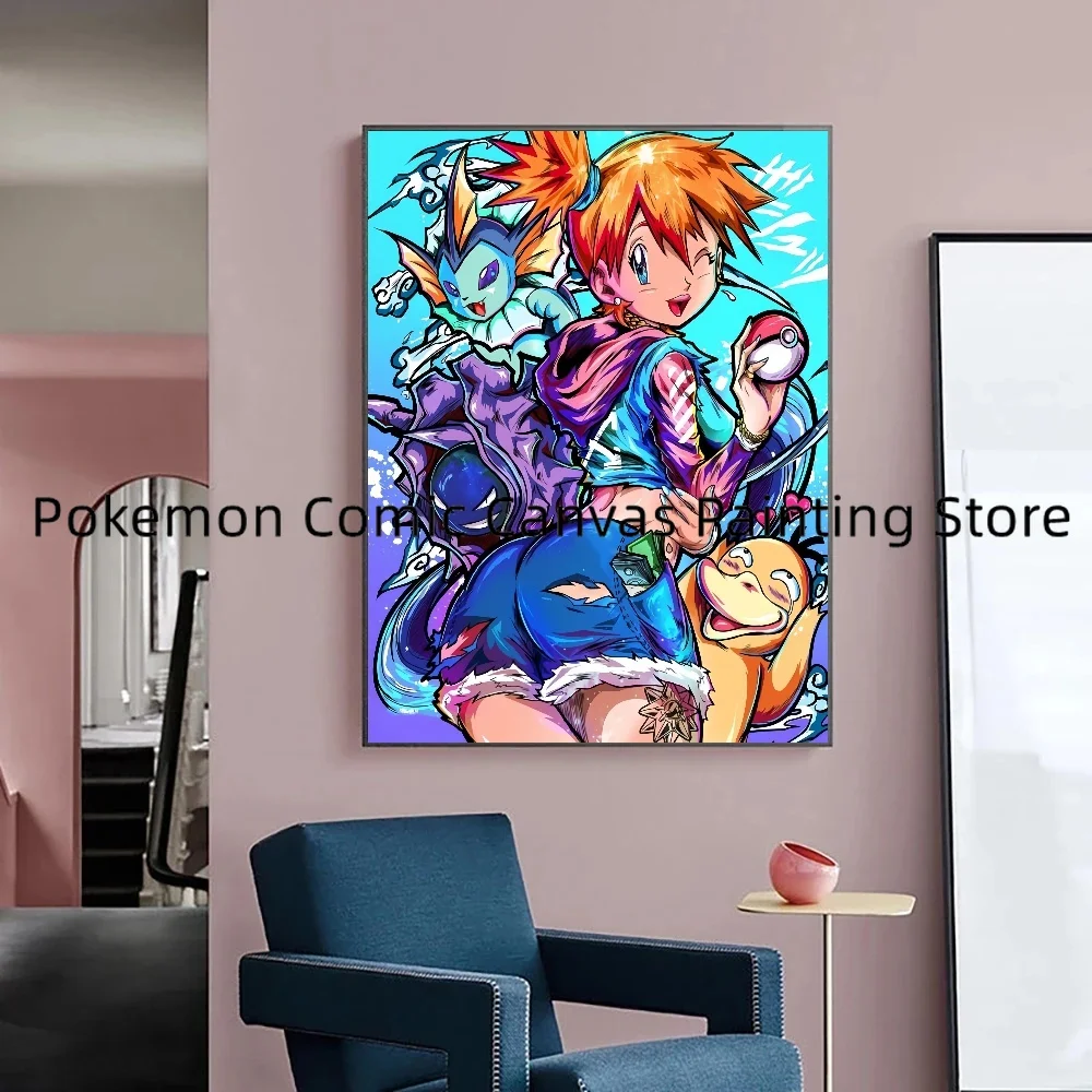 Canvas Painting Pokemon Sailor Moon Eevee and Tsukino Usagi Psyduck HD Poster Anime Style Wall Art Picture Home Decor Linkage