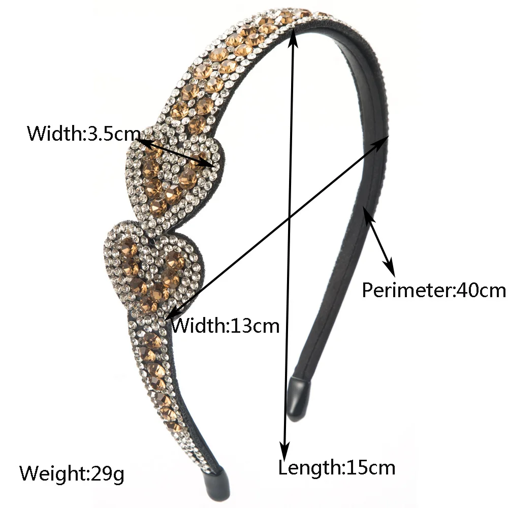 Korean Fashion New Diamond-Embedded Double Love Hairpin Heavy Industry Full Diamond Headband Female