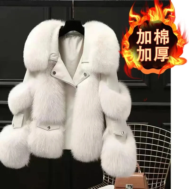 معطف نسائي جديد موضة 2025 فضفاض قصير بسحّاب من الفرو الصناعي للخريف والشتاء سترة من فرو الثعلب المقلد سترات نسائية للدراجات النارية