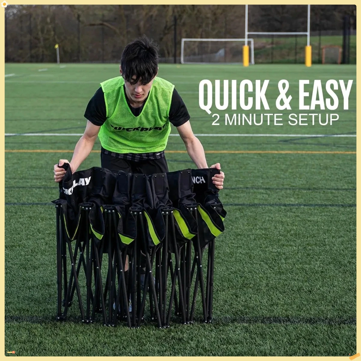 Banco dobrável portátil para time de futebol com abrigo de dossel |   Assentos laterais resistentes às intempéries e de configuração rápida